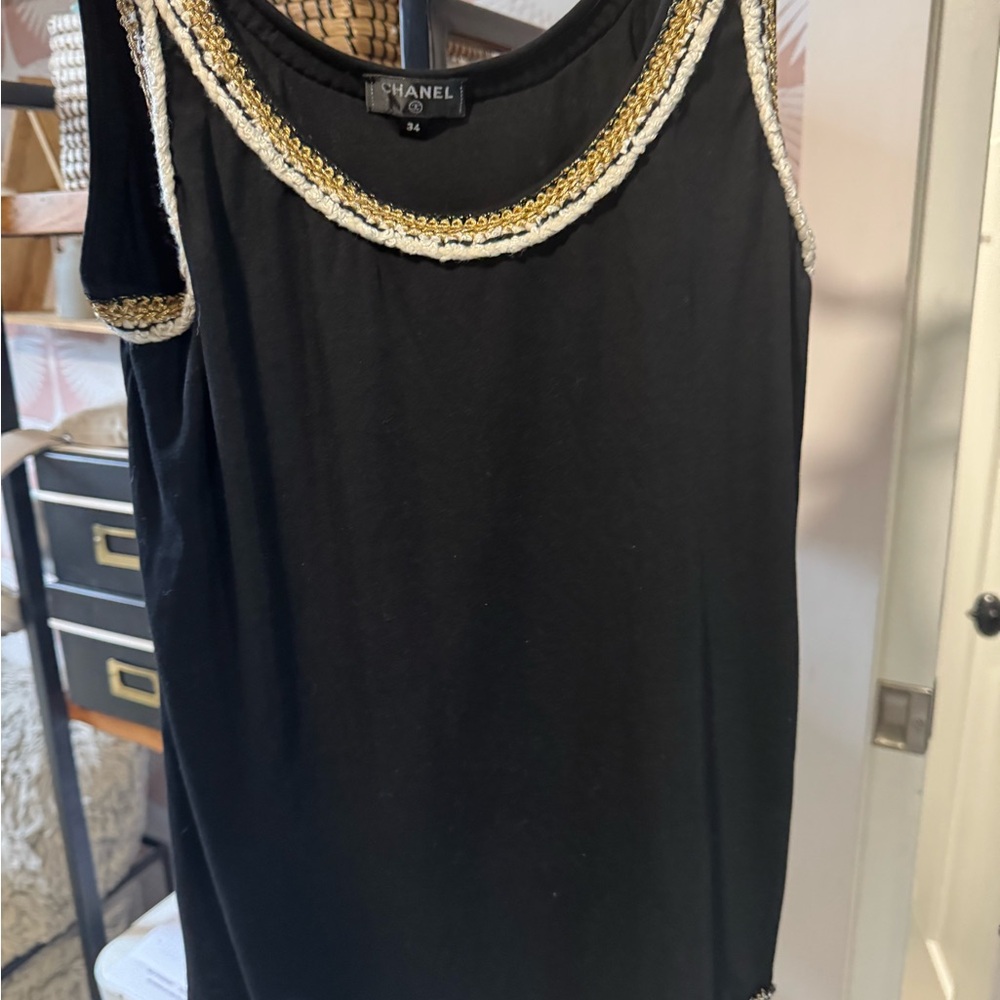 Chanel Elegant Black Tank with Gold Accents